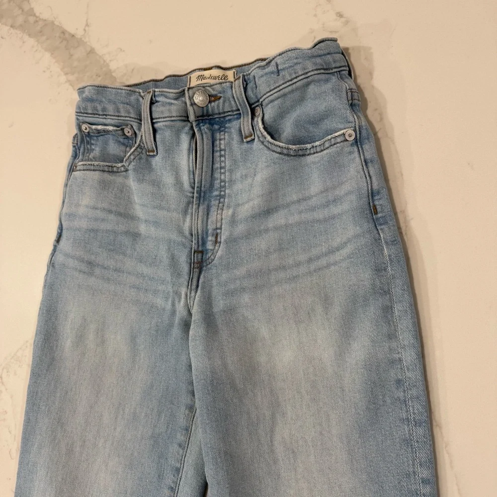 Madewell The Perfect Vintage Straight Denim Jeans Women’s 25 Danny Wash Knee Rip - Picture 8 of 13